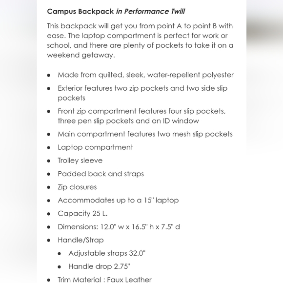 Vera Bradley Performance Twill Campus Backpack Strawflowers NWT - Picture 4 of 7